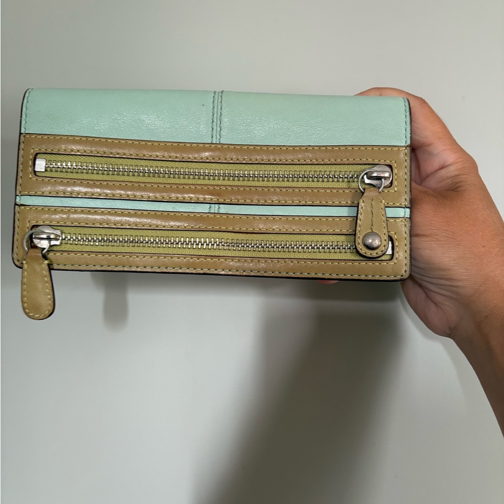 Coach Light Blue Seafoam Leather Women's Wallet